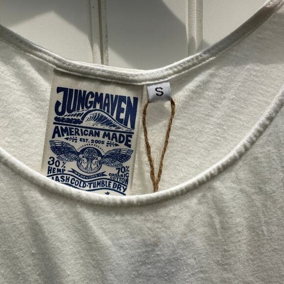 Jungmaven Trinity Tank Top Shirt Size Small Hemp Cotton NWT Washed White - Picture 3 of 10